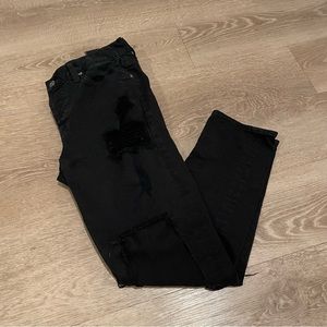 7 for all mankind ripped skinny jeans black size 26 inseam 25”